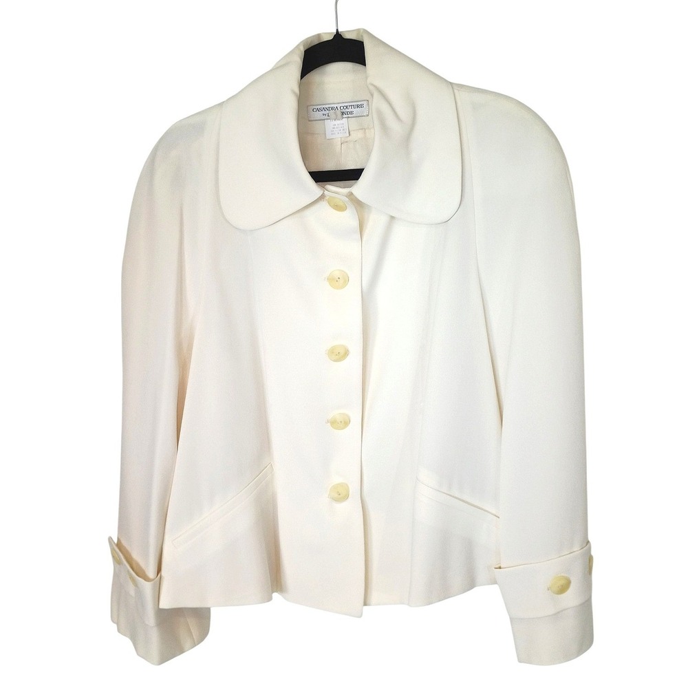 Casandra Couture by Le Monde Vintage Cream Peter Pan Collar Blazer Jacket USA